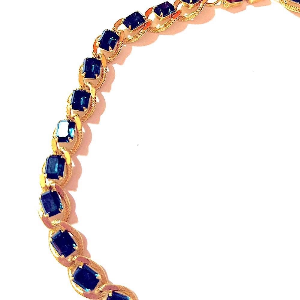 Givenchy Vintage Sapphire Crystal Rope Chain Link Necklace - Picture 3 of 15